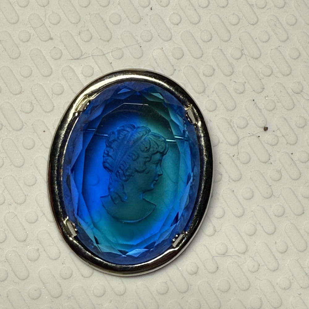 Blue Cameo Brooch